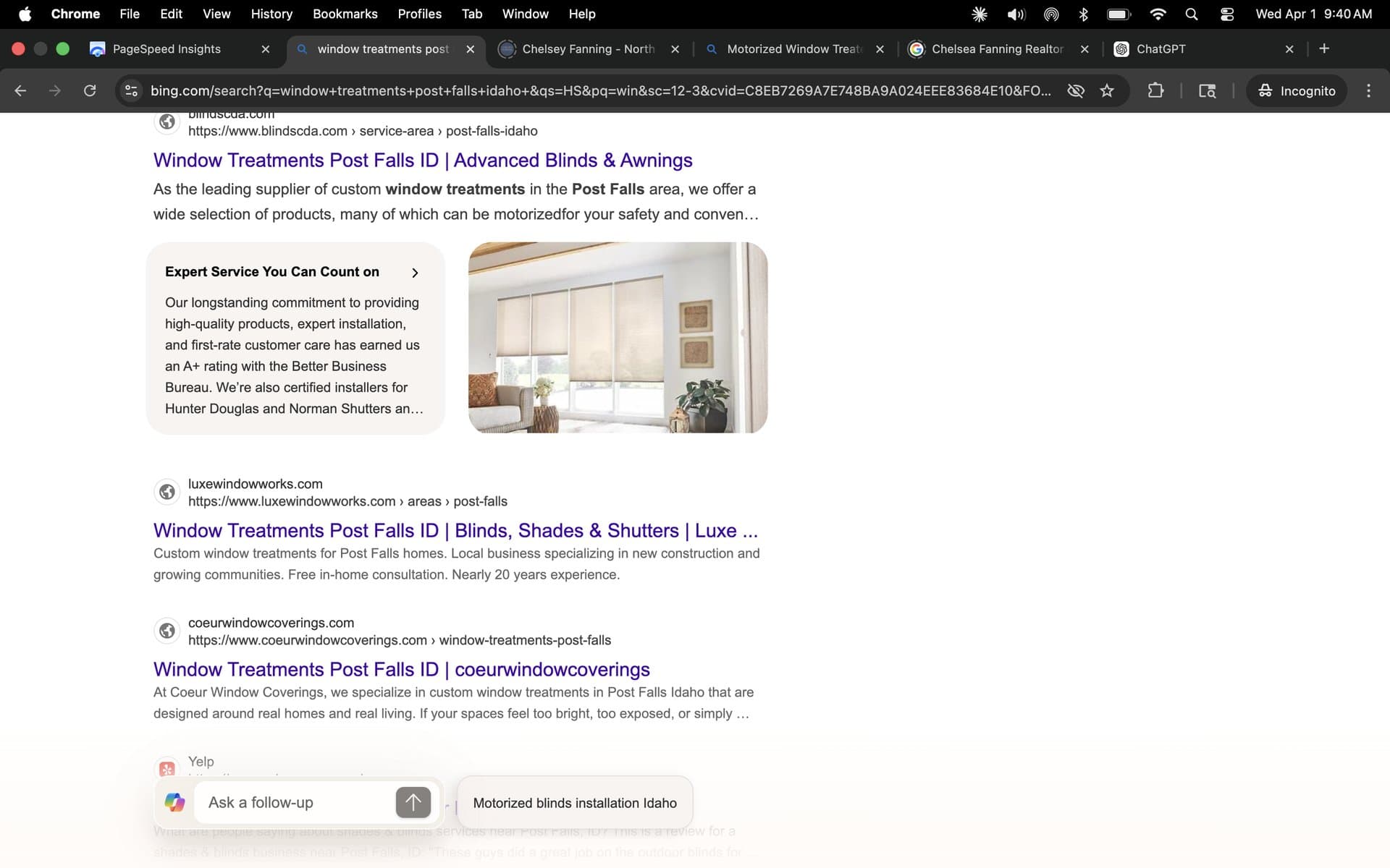 Bing organic result — Luxe featured.